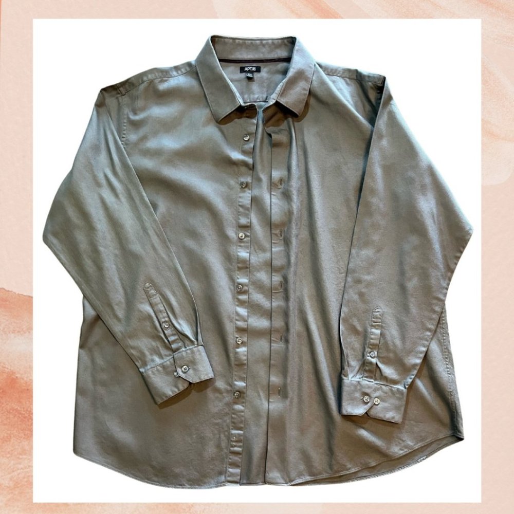 Apt. 9 Gray Soft Long Sleeve Button-Down Shirt